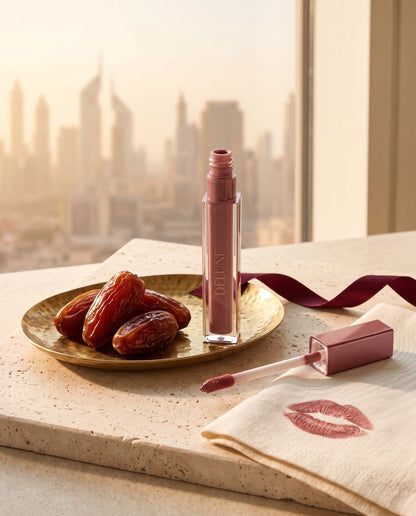 Delune LuxMatte i Date in Dubai med medjooldadler og Dubais skyline