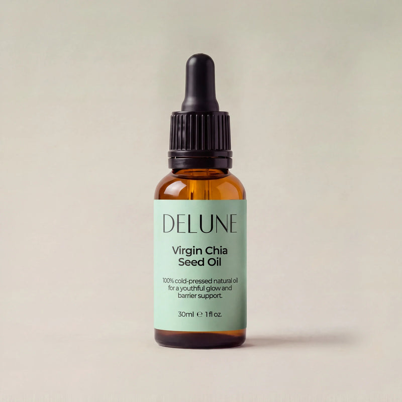 Koldpresset chiafrøolie fra Delune i 30 ml pipetteflaske