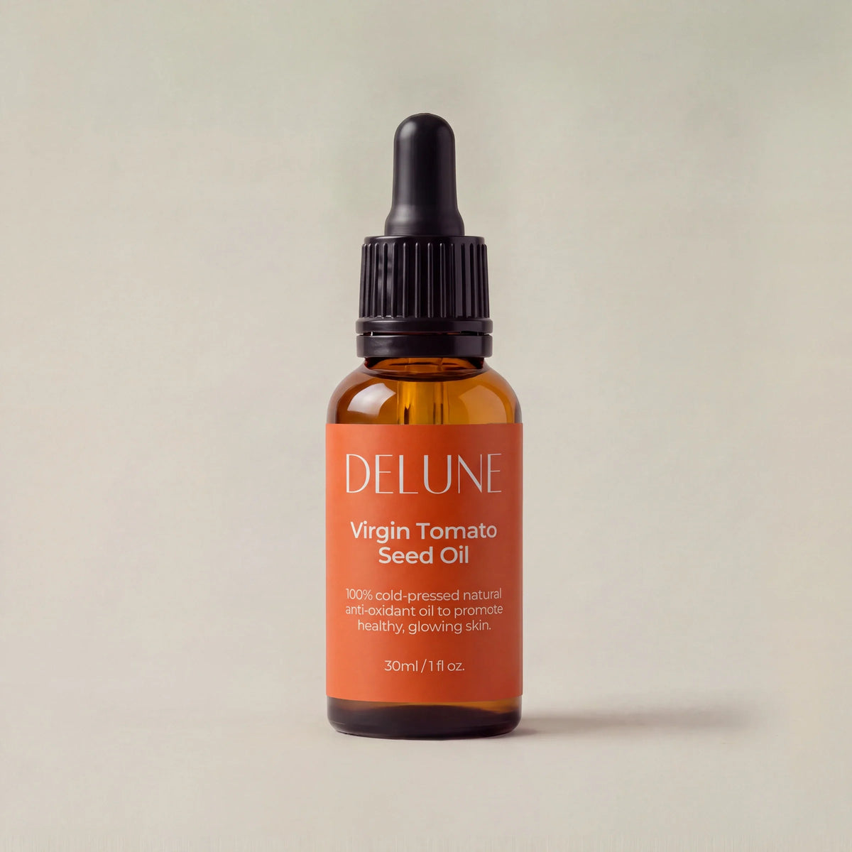 Koldpresset tomatfrøolie fra Delune i 30 ml pipetteflaske