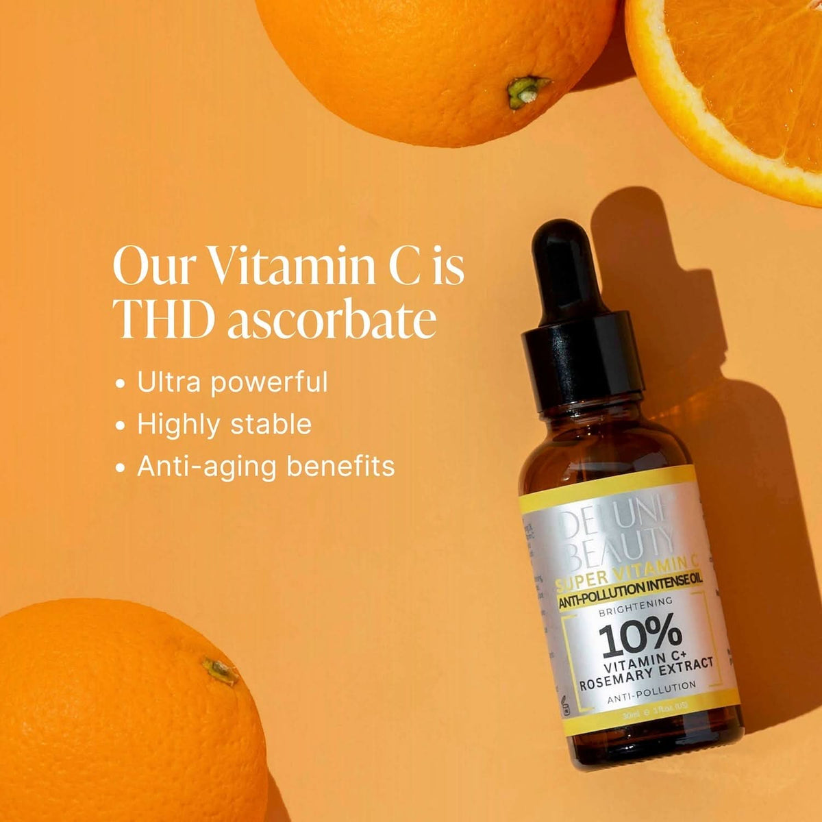 Super Vitamin C™ opklarende olie med 10 % C-vitamin – Delune